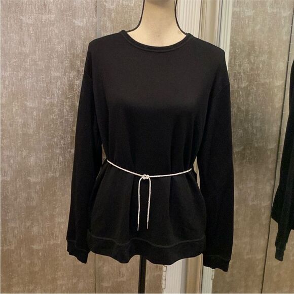 Sandro Elegant Black Women's Top with crystal Tie, L - Picture 1 of 11